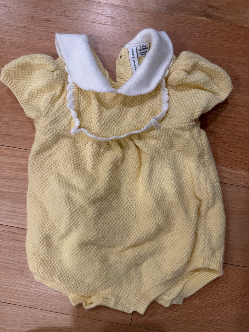 Janie and Jack Yellow and White Textured Baby One-Piece